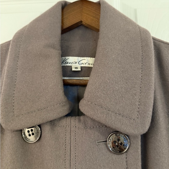Women's Double-Breasted Gray Pea Coat - Picture 4 of 5